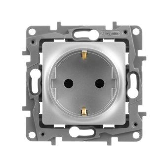 розетка 1-м сп etika 16а ip31 250в 2p+e с заземл. защ. шторки немецк. стандарт винтов. клеммы механизм алюм. leg 672422 от магазина Штепсель и батарейка.