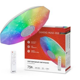 светильник светодиодный comfort diamond-music-rgb 75вт 3000-6500к 6000лм 230в 500х100мм с пультом ду in home 4690612044590 от магазина Штепсель и батарейка.