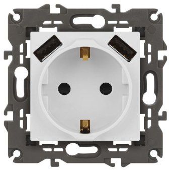 розетка 16а 250в 2p+e с 2хusb 5в-3а защ. шторки elegance бел. 14-4109-01 эра б0047867 от магазина Штепсель и батарейка.