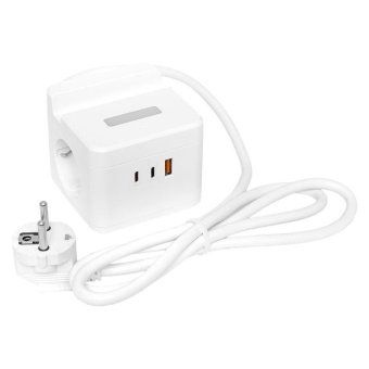 удлинитель "куб" 2х1.3м usb + 2type c с быстрой зарядкой подставкой под телефон и ночником 1кв.мм ekf uba-cub-2-fc от магазина Штепсель и батарейка. - фото_2