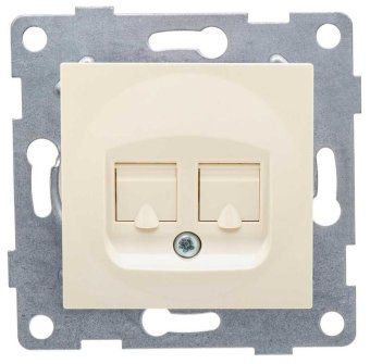 розетка компьютерная + телефонная 2-м сп ugra rj45 + rj12 механизм беж. gusi с11кт-003 от магазина Штепсель и батарейка.