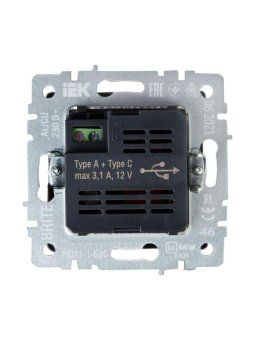 розетка brite usb a+c 18вт рю11-1-брс механизм сталь iek br-u22-018-k46 от магазина Штепсель и батарейка. - фото_3