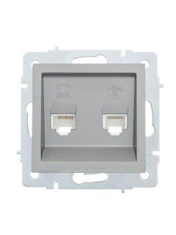 розетка компьютерная + телефонная 2-м сп vesna механизм платина lezard 742-3588-143 от магазина Штепсель и батарейка.