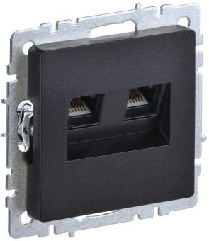 розетка компьютерная двойн. сп rj45 кат.5e brite рк10-2-брч механизм черн. iek br-k20-1-k02 от магазина Штепсель и батарейка.