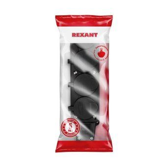 розетка штепсельная четырехместная влагозащ. с/з 16а ip54 каучук rexant 111-114 от магазина Штепсель и батарейка. - фото_4