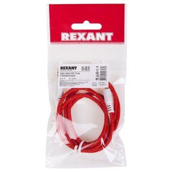 кабель аудио aux 3.5мм в тканевой оплетке 1м красн. rexant 18-4076 от магазина Штепсель и батарейка. - фото_3