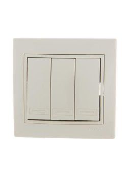 выключатель 3-кл. сп mira 10а ip20 со вставкой крем. lezard 701-0303-109 от магазина Штепсель и батарейка.