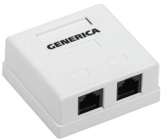 розетка компьютерная 2-м оп rj45 кат.5e utp generica cs2-1c5eu-22-g от магазина Штепсель и батарейка.