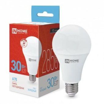 лампа светодиодная led-a70-vc 30вт грушевидная 6500к холод. бел. e27 2850лм 230в in home 4690612024165 от магазина Штепсель и батарейка.