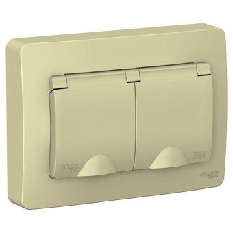 розетка 2-м сп blanca 16а ip44 250в с заземл. защ. шторки с крышкой беж. se blnrs441127 от магазина Штепсель и батарейка.