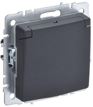 розетка brite рсбш10-3-брг 16а ip20 с заземл. защ. шторки с крышкой механизм графит iek br-r16-16-k53 от магазина Штепсель и батарейка.