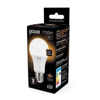 лампа светодиодная black 12вт a60 грушевидная 3000к тепл. бел. e27 1150лм gauss 102502112 от магазина Штепсель и батарейка. - фото_2