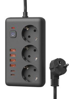 удлинитель с сетевым фильтром 3х5м 10а 4usb + 2usbc 2500вт пвс 3х1 прямоуг. черн. космос fksmpr-5m-3g(b)usb от магазина Штепсель и батарейка. - фото_2