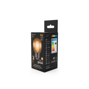 лампа светодиодная филаментная black filament 9вт p45 шар 2700к тепл. бел. e27 680лм gauss 105802109 от магазина Штепсель и батарейка. - фото_4