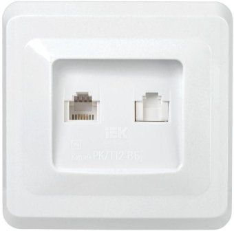 розетка компьютерная + телефонная 2-м сп вега рк/т12-вб rj45 + rj11 бел. iek eiv20-k01-dm от магазина Штепсель и батарейка.
