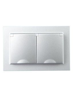 розетка 2-м сп brite рсбш12-3-44-бра 16а в сборе ip44 с крышкой алюм. iek br-r26-16-44-k47-f от магазина Штепсель и батарейка. - фото_2