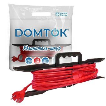 удлинитель-шнур на рамке 1х10м без заземл. 10а ip20 2.2квт пвс 2х1 domtok 2473 от магазина Штепсель и батарейка. - фото_4