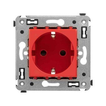 розетка 1-м сп 2мод. avanti "красный квадрат" 16а ip20 2p+e защ. шторки красн. dkc 4401003 от магазина Штепсель и батарейка.