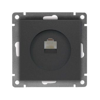 розетка компьютерная 1-м сп афина rj45 кат.5e механизм графит universal a0051-gr от магазина Штепсель и батарейка.