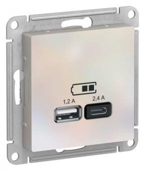 розетка usb atlasdesign тип a+c 5в/2.4а 2х5в/1.2а механизм жемчуж. se atn000439 от магазина Штепсель и батарейка.