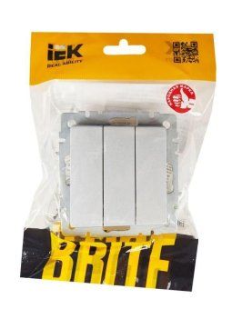 выключатель 3-кл. сп brite вс10-3-0-бра 10а механизм алюм. iek br-v30-0-10-k47 от магазина Штепсель и батарейка.