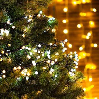 гирлянда светодиодная "мишура led" 3м 288led бел./тепл. бел. 18вт 220-240в ip20 провод пвх темн. зел. neon-night 303-608 от магазина Штепсель и батарейка.