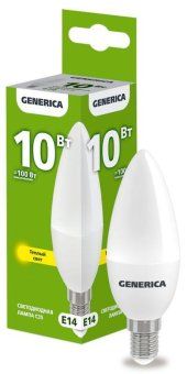 лампа светодиодная c35 10вт свеча 3000к e14 230в generica ll-c35-10-230-30-e14-g от магазина Штепсель и батарейка.