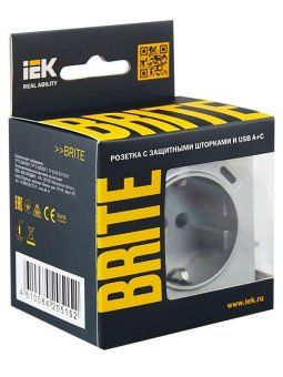 розетка brite рюш11-1-бра 16а с usb a+c 18вт с заземл. защ. шторки механизм алюм. iek br-r14-16-u22-018-k47 от магазина Штепсель и батарейка. - фото_6
