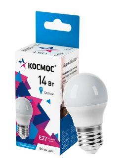 лампа светодиодная 14вт шар 45 e27 4500к 174-265в космос lkecled14wgl45e2745 от магазина Штепсель и батарейка.
