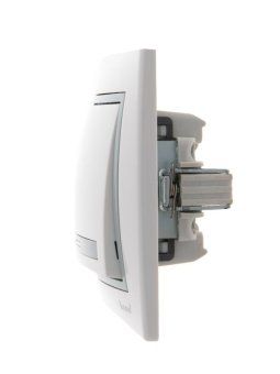 выключатель 1-кл. сп mira 10а ip20 с сер. вставкой бел. lezard 701-0215-100 от магазина Штепсель и батарейка. - фото_3