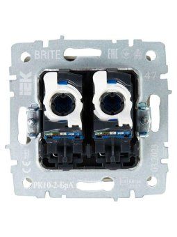 розетка компьютерная двойн. сп rj45 кат.5e brite рк10-2-бра механизм алюм. iek br-k20-1-k47 от магазина Штепсель и батарейка. - фото_4