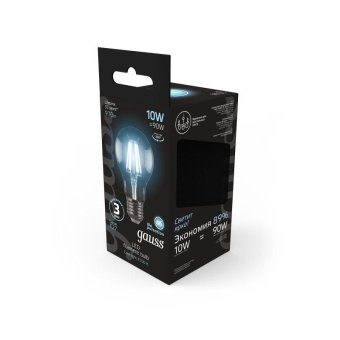 лампа светодиодная филаментная black filament 10вт a60 грушевидная 4100к нейтр. бел. e27 970лм gauss 102802210 от магазина Штепсель и батарейка. - фото_5