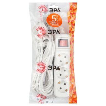 удлинитель 3х5м с заземл. 10а ip20 ux-3es-5m пвс 3х0.75 с выкл. эра б0035755 от магазина Штепсель и батарейка. - фото_3