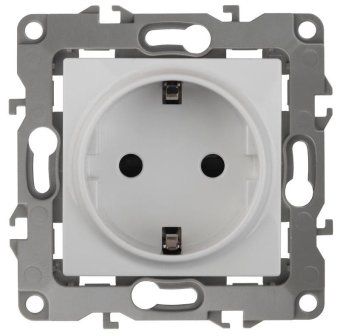 розетка 1-м сп эра12 12-2101-01 16а ip20 16ax 250в 2p+e schuko механизм бел. эра б0014675 от магазина Штепсель и батарейка.