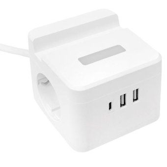удлинитель "куб" 2х1.3м usb + 2type c с быстрой зарядкой подставкой под телефон и ночником 1кв.мм ekf uba-cub-2-fc от магазина Штепсель и батарейка. - фото_7
