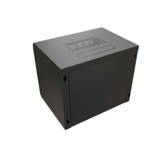 шкаф настенный 19дюйм wr-tw-1266-gp-ral9004 (19дюйм) 12u 650х600х600мм ral 9004 стеклянная дверь черн. (разобранный) wrline 520247 от магазина Штепсель и батарейка.