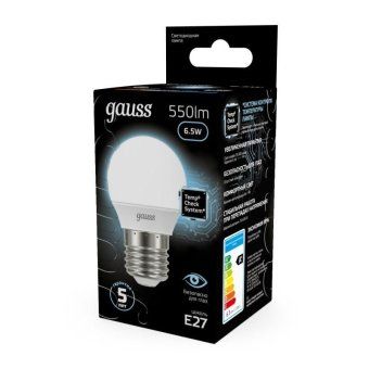 лампа светодиодная black 6.5вт p45 шар 4100к нейтр. бел. e27 550лм gauss 105102207 от магазина Штепсель и батарейка. - фото_4