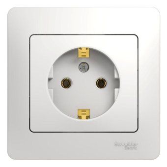 розетка 1-м сп glossa 16а ip20 с заземл. в сборе бел. se gsl000142 от магазина Штепсель и батарейка.