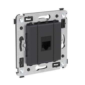 розетка компьютерная 1-м сп avanti "черный матовый" rj45 кат.5e без шторок механизм dkc 4412663 от магазина Штепсель и батарейка. - фото_2