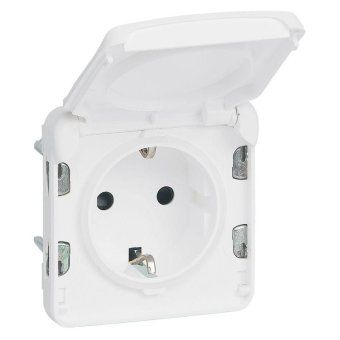 розетка 1-м сп plexo 16а ip55 250в 2p+e с заземл. немецк. стандарт антибактер. механизм бел. leg 070722 от магазина Штепсель и батарейка.