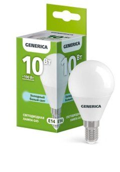 лампа светодиодная g45 10вт шар 6500к e14 230в generica ll-g45-10-230-65-e14-g от магазина Штепсель и батарейка.