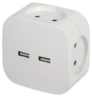 разветвитель электрический sp-4-usb-w на 4 розетки 220в+ 2xusb 2400ма без заземл 10а бел. эра б0049532 от магазина Штепсель и батарейка.