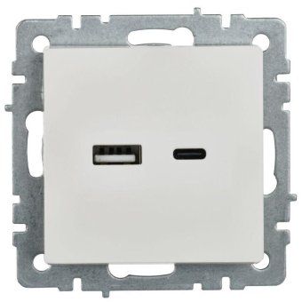 розетка brite usb a+c 18вт рю11-1-брб механизм бел. iek br-u22-018-k01 от магазина Штепсель и батарейка. - фото_2