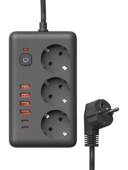 удлинитель с сетевым фильтром 3х5м 10а 4usb + 2usbc 2500вт пвс 3х1 прямоуг. черн. космос fksmpr-5m-3g(b)usb от магазина Штепсель и батарейка. - фото_3