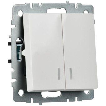 выключатель 2-кл. сп brite вс10-2-1-брб 10а с индик. механизм бел. iek br-v20-1-10-k01 от магазина Штепсель и батарейка.