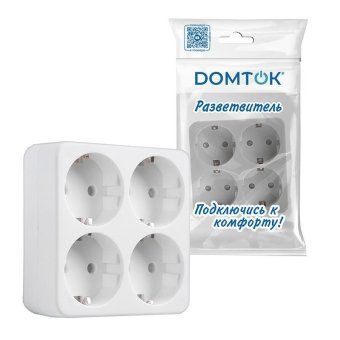 разветвитель 4-м квадрат с заземл. 16а 3500вт 250в бел. dомток 2661 от магазина Штепсель и батарейка. - фото_3