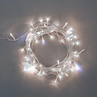 гирлянда светодиодная "нить" 10м 75led бел. 1.7вт 230в ip44 эффект мерцания провод прозр. neon-night 305-525 от магазина Штепсель и батарейка.