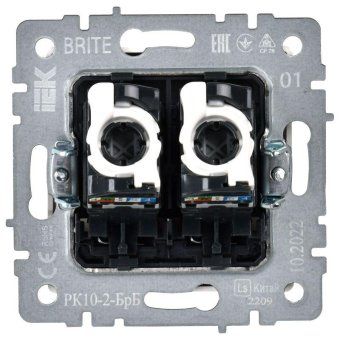 розетка компьютерная двойн. сп rj45 кат.5e brite рк10-2-брб механизм бел. iek br-k20-1-k01 от магазина Штепсель и батарейка. - фото_4