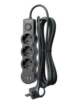 удлинитель 3х5м с заземл. 10а ip20 usb 2800вт 220в пвс 3х1 с выкл. черн. космос yksm5m3g-z-vu10а-b от магазина Штепсель и батарейка. - фото_3