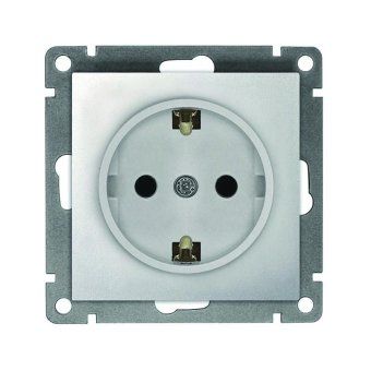 розетка 1-м сп афина 16а ip20 с заземл. механизм серебр. universal a0028-s от магазина Штепсель и батарейка.